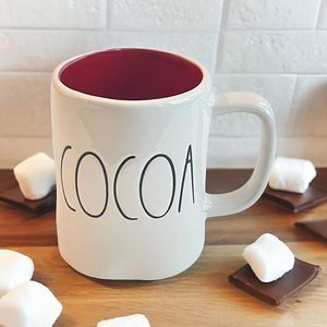 Rae Dunn Artisan Collection by Magenta Mug COCOA Red Lined Ceramic Large Coffee